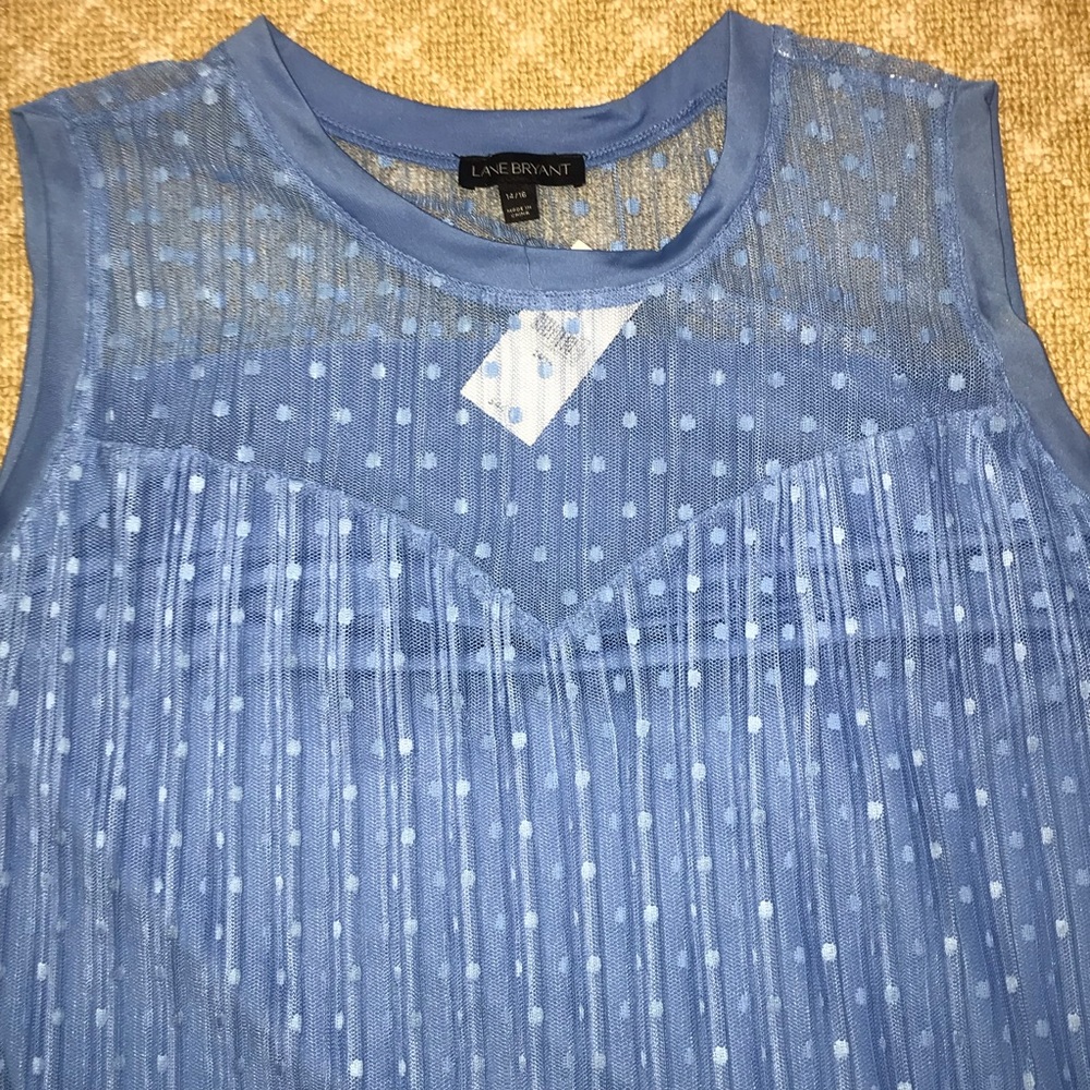 NWT Lane Bryant Illusion Dot Mesh Tank Blue 14/16 - Picture 3 of 5